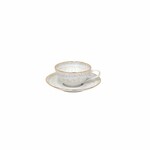 Filiżanka do herbaty ze spodkiem 0,2L, TAORMINA, biała|złota|Casafina