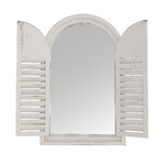 French mirror with shutters, wooden, white patina, 60x5x37 cm|Esschert Design