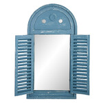 Zrkadlo francúzske s okenicami, modrá patina, drevené, 38x5x54 cm | Esschert Design