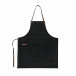 Cotton/leather apron, LEATHERS COLLECTION, black (Midnight Black) (SALE)|Costa Nova