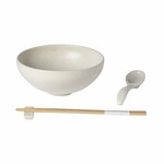 Bowl|ramen, spoon, chopstick holder dia.19cm|1L, PACIFICA, white (vanilla) set|Casafina