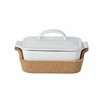 Baking container with cork bed 24cm|0.9L, ENSEMBLE, white|Casafina
