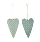 Hanger 'Heart', metal, blue|mint, 10x6x1cm, package contains 2 pieces! (SALE)|Ego Decor