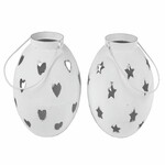 Heart/star lantern, white, 20x19.5x20cm, package contains 2 pieces!|Ego Dekor
