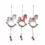 Rocking horse curtain, white/red/beige, 11.5x22x2cm, package contains 3 pieces!|Ego Dekor