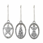 Hanging tree/star/angel in a circle, silver, 8.5x9.5x0.6cm, package contains 2 pieces!|Ego Dekor