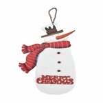 Závěs sněhulák s šálou, bíá/červená, 23x44x1cm, ks|Ego Dekor