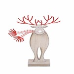 Dekoracja renifer z szalikiem, naturalny/czerwony, 14x21x4cm, szt|Ego Dekor