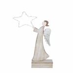 Anioł z gwiazdą LED, naturalny, 16x35x5,5cm, szt|Ego Dekor