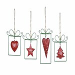 Hanging heart/tree/star Gift, red, 10x10x1cm, package contains 4 pieces!|Ego Dekor