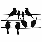 Okenní samolepky tmavé, Ptáčci na větvi, 33x23 cm, černá|Esschert Design