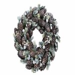 PINE wreath with leaves, natural/silver/white, 35x35x8cm, pc|Ego Dekor