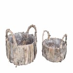 Cover for the BIRCH BARK flowerpot with needles. and handles, round, 24/31x18/22x24/30cm, S2|Ego Dekor
