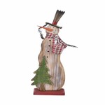 Decoration Snowman with a tree on a base, natural/green, 15x38x5cm, pc|Ego Dekor