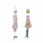 Dekorace dívka v zimním s hůlkou/věncem, růžová/zlatá, 8x20x4,5cm, balení obsahuje 2 kusy!|Ego Dekor