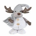 Reindeer decoration in a scarf and hat, grey/brown/white, 27x52x19cm, pc|Ego Dekor