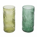 Candlestick/vase green/fern, dia. 10x12.5cm, package contains 2 pieces! (SALE)|Ego Decor