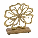 Dekorace na postavci Květina, zlatá, 15,8x5x18,6cm (DOPRODEJ)|Ego Dekor