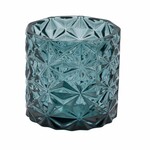 Glass candle holder CRYSTAL, blue|turquoise, 7.5x7.5x8.5cm (SALE)|Ego Dekor