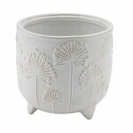 Ceramic flower pot cover with FLUFFY feet, white, 18.5x18.5x17cm (SALE)|Ego Dekor