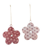 Hanging 'Flower', metal, old pink, 9x9x2cm, package contains 2 pieces! (SALE)|Ego Decor