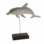 EGO DEKOR (DOPRODEJ POSLEDNÍCH KOUSKŮ!) Dekorace na podstravci Delfín, stříbrná, 22,5x5,3x20cm