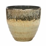Svietnik s vrúbkami na čajové sviečky, sklenený, zlatá, 16,5x8x16cm * (DOPREDAJ)|Ego Dekor