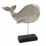 Dekorácia na podstravci Veľryba, strieborná, 24x5,4x25cm (DOPREDAJ)|Ego Dekor