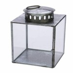 Lantern glass, zinc, gray, 14.5x14.5x22cm (SALE)|Ego Dekor