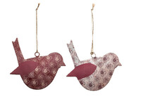 Hanging 'Bird', metal, old pink, 11.5x8.5x1cm, package contains 2 pieces! (SALE)|Ego Decor