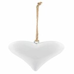 Hanging heart, mango wood, white, 16x12x3.5cm (SALE)|Ego Dekor