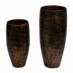 Cover for flower pot/Vase Dark, aluminum, black copper, 31x31x81cm, set of 2 pieces!|Ego Dekor