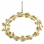 Hanging metal wreath of leaves, gold, 24cm * (SALE)|Ego Dekor