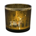 Svícen skleněný Jelen v lese, hnědá a zlatá, 10x15cm * (DOPRODEJ)|Ego Dekor