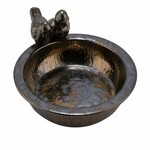 Pítko pro ptáky s ptáčky, keramika, bronzová, 23x23x5cm (DOPRODEJ)|Ego Dekor