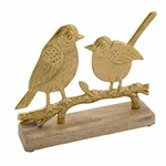 EGO DEKOR (DOPRODEJ POSLEDNÍCH KOUSKŮ!) Dekorace na podstavci Ptáčci na větvi, zlatá, 17,4x5x12,5cm