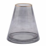 Glass vase with gold rim TRIANGL, gray, 11x11x18cm (SALE)|Ego Dekor