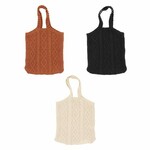Taška pletená CURLY, 30x1x54cm, hnedá/krém/čierna, balenie obsahuje 3 kusy!|Esschert Design