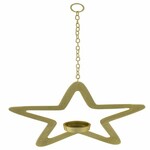 Svietnik na čajovú sviečku závesný, hviezda, zlatá, 24x24x5cm (DOPREDAJ)|Ego Dekor