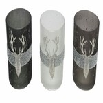 Svietnik sklenený hlava jeleňa, hnedá, biela, strieborná, 9x10cm balenie obsahuje 3 kusy! (DOPREDAJ)|Ego Dekor