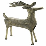 Metalowa dekoracja jelenia, złota z antyczną patyną, 45x8x77,5cm (WYPRZEDAŻ)|Ego Dekor
