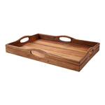 Tray with 4 handles BAROQUE, 50x36x6.5cm, rustic acacia|TaG WoodWare
