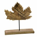 Leaf decoration on a pedestal, wooden, 12.5x6x27cm (SALE)|Ego Dekor