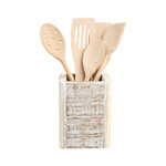 Stand for kitchen utensils NORDIC, 11x11x15cm, acacia, white patina|TaG WoodWare
