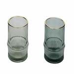 Glass candlestick for a tea light with a gold edge, anthracite, 8x8cm, the package contains 2 pieces! (SALE)|Ego Decor