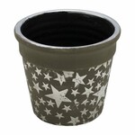 Pojemnik/pokrywa na doniczkę ceramiczną w gwiazdki, srebrno-szary, 11x11,5cm *|Ego Dekor
