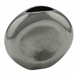 Wazon ALU, okrągły, srebrny, 25x25x8cm (WYPRZEDAŻ)|Ego Dekor