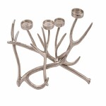 Advent candlestick/for 4 candles DEER, antlers, 48 ??x 23 x 23 cm, silver|Ego Dekor