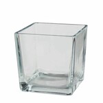 Candlestick QUADRO, clear, glass, 8x8x12cm|Ego Dekor