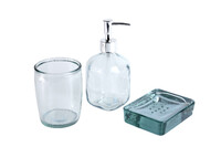 zestaw łazienkowy ze szkła pochodzącego z recyklingu „BUBBLES” gładki (w opakowaniu 1 opakowanie)|Vidrios San Miguel|Szkło z recyklingu